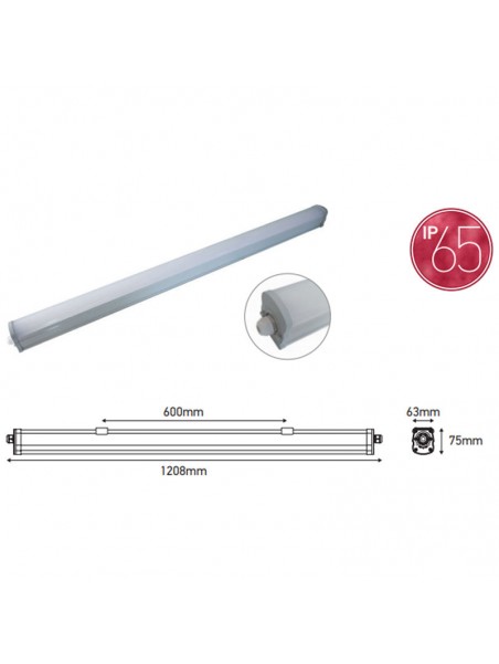 P011900689872 ETANLED Réglette étanche SLIM LED IP65 IK08 35W 4000K 4550lm 120° Girard Sudron