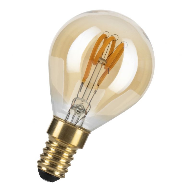 6020500143314 E14 Sphérique led 3W 2000K Or Dimmable Effet filament 240V Spiraled