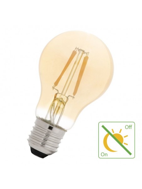 6010500141865 E27 LED A60 240V 4W 2200K Or Effet filament Capteur Jour/Nuit